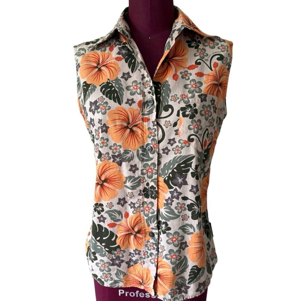 Dolce & Gabbana Floral Sleeveless Collared Blouse Button Front size EU 40 US Sma